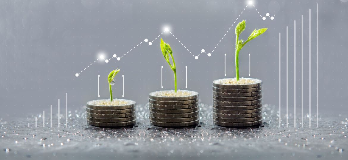 trees growing on coins, business with csr practice, Save and gro